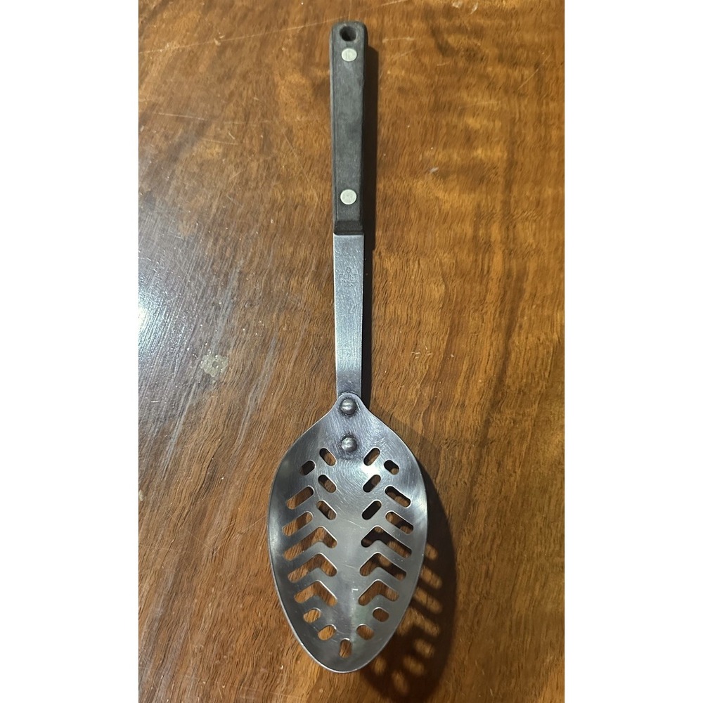 Vintage Flint‎ Arrowhead Stainless USA Slotted Spoon 11.5"